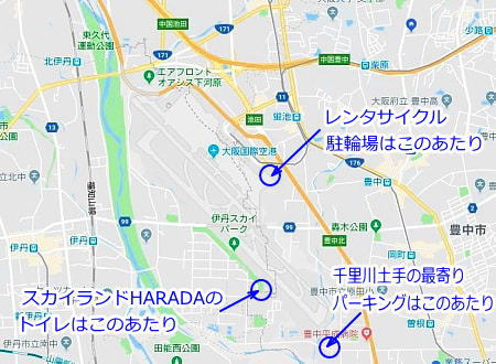 空港周辺の地図　Google