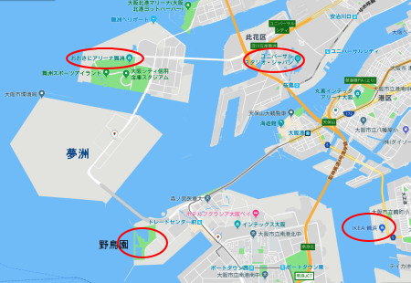 南港の地図（Google)