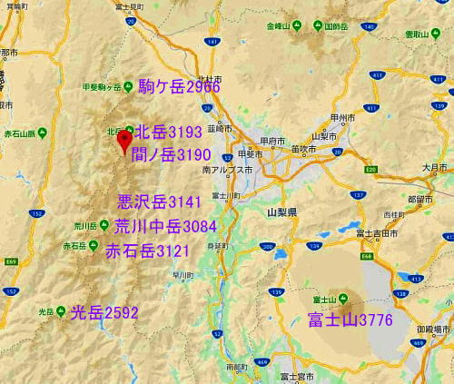 間ノ岳・北岳周辺