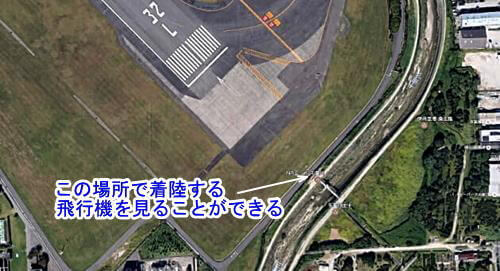 グーグルアースで見る千里川土手