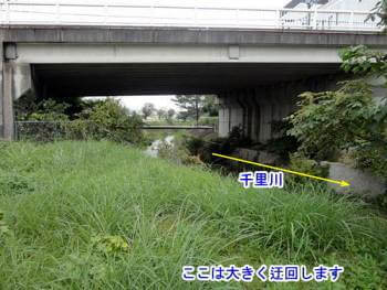 萱野付近で道が一旦途切れる