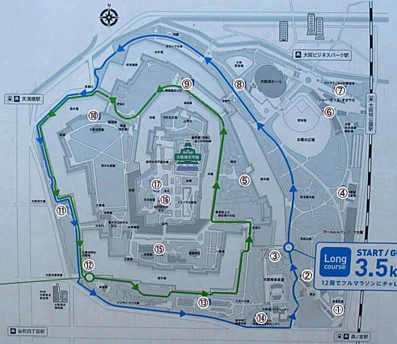 2020年4月現在で大阪城の公衆トイレは17ヶ所