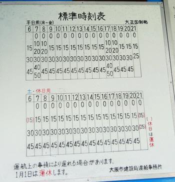 落合上渡船時刻表